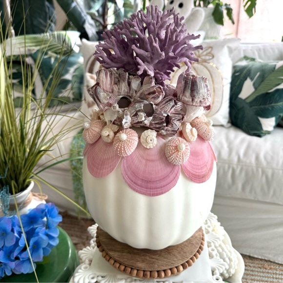 Cyndy’s Beach House Other - NEW! Exquisite Pink & Purple White Tall Pumpkin